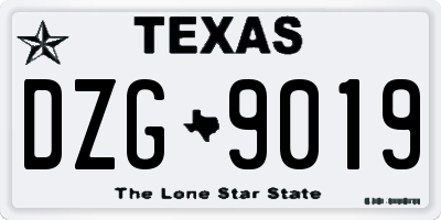 TX license plate DZG9019