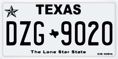 TX license plate DZG9020