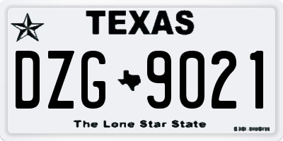 TX license plate DZG9021