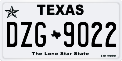 TX license plate DZG9022