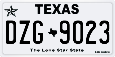 TX license plate DZG9023