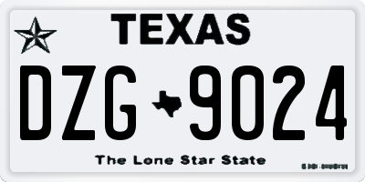TX license plate DZG9024