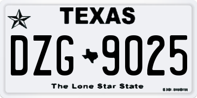 TX license plate DZG9025
