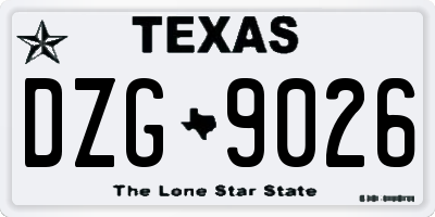 TX license plate DZG9026