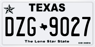 TX license plate DZG9027