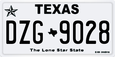 TX license plate DZG9028