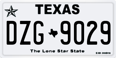 TX license plate DZG9029