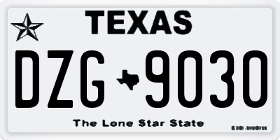 TX license plate DZG9030