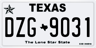TX license plate DZG9031