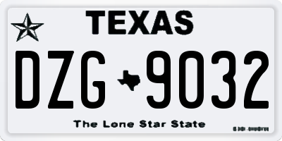 TX license plate DZG9032