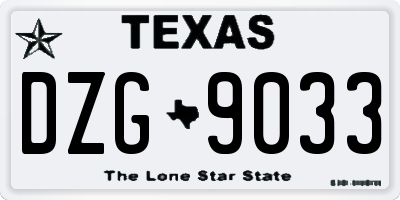 TX license plate DZG9033