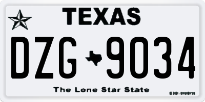TX license plate DZG9034