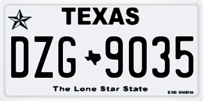 TX license plate DZG9035