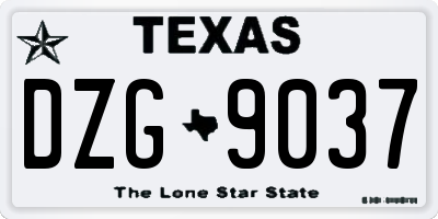 TX license plate DZG9037