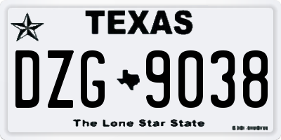 TX license plate DZG9038