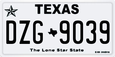 TX license plate DZG9039