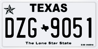 TX license plate DZG9051