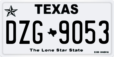 TX license plate DZG9053