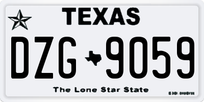 TX license plate DZG9059