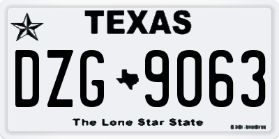 TX license plate DZG9063