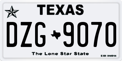 TX license plate DZG9070
