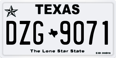 TX license plate DZG9071