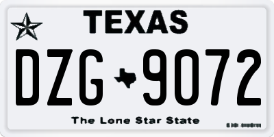 TX license plate DZG9072
