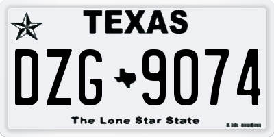 TX license plate DZG9074