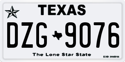 TX license plate DZG9076