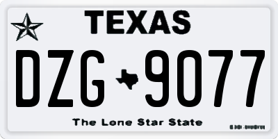 TX license plate DZG9077