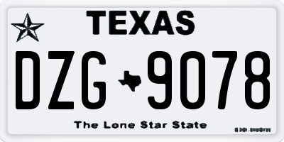 TX license plate DZG9078
