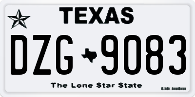 TX license plate DZG9083