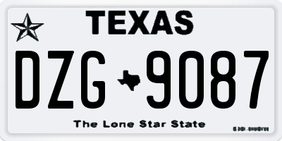 TX license plate DZG9087