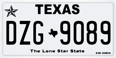TX license plate DZG9089
