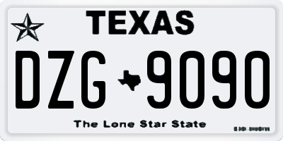 TX license plate DZG9090