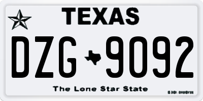 TX license plate DZG9092