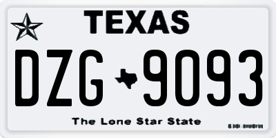 TX license plate DZG9093