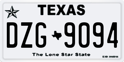 TX license plate DZG9094