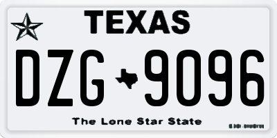 TX license plate DZG9096