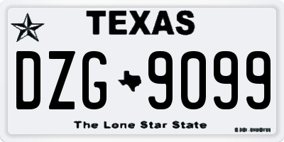 TX license plate DZG9099