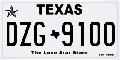 TX license plate DZG9100