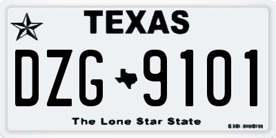 TX license plate DZG9101