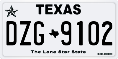 TX license plate DZG9102