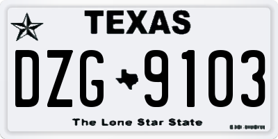 TX license plate DZG9103
