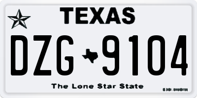 TX license plate DZG9104