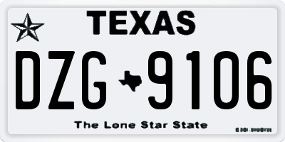 TX license plate DZG9106