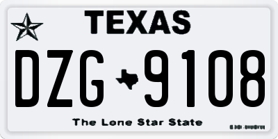 TX license plate DZG9108