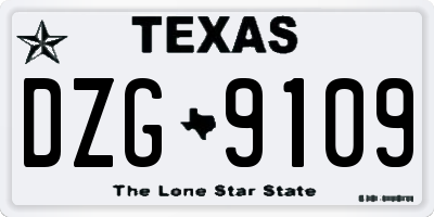 TX license plate DZG9109