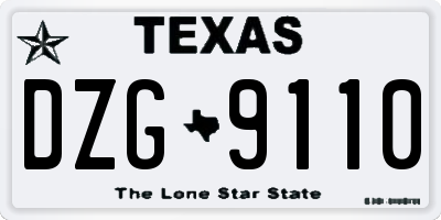 TX license plate DZG9110