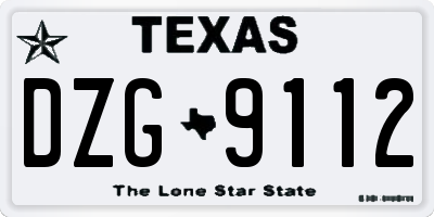 TX license plate DZG9112
